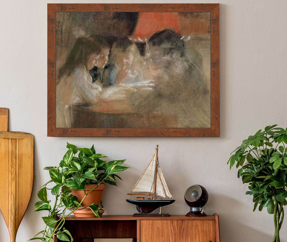 The Brandt Family Children By The Lamp by Albert Edelfelt