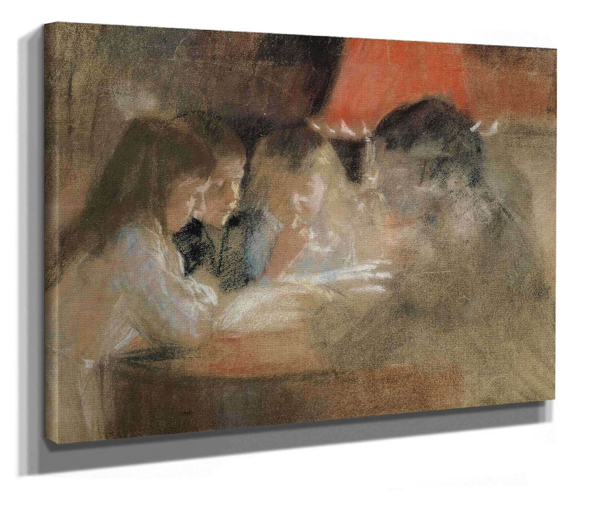 The Brandt Family Children By The Lamp by Albert Edelfelt