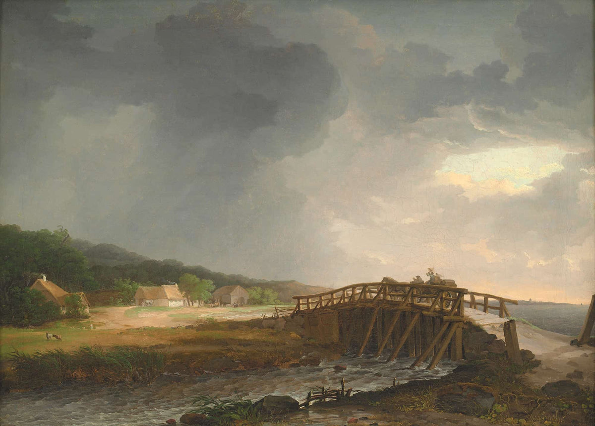 The Bridge Across Tryggevaelde River With A View Of Koge Zealand by Johan Christian Dahl