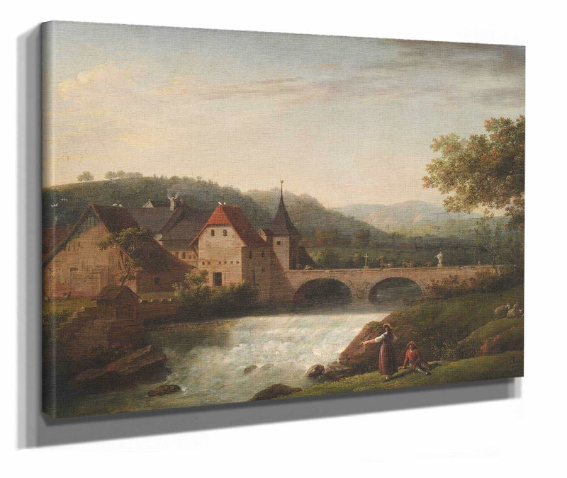 The Bridge And The Waterfall At Dornach Switzerland by Jens Juel