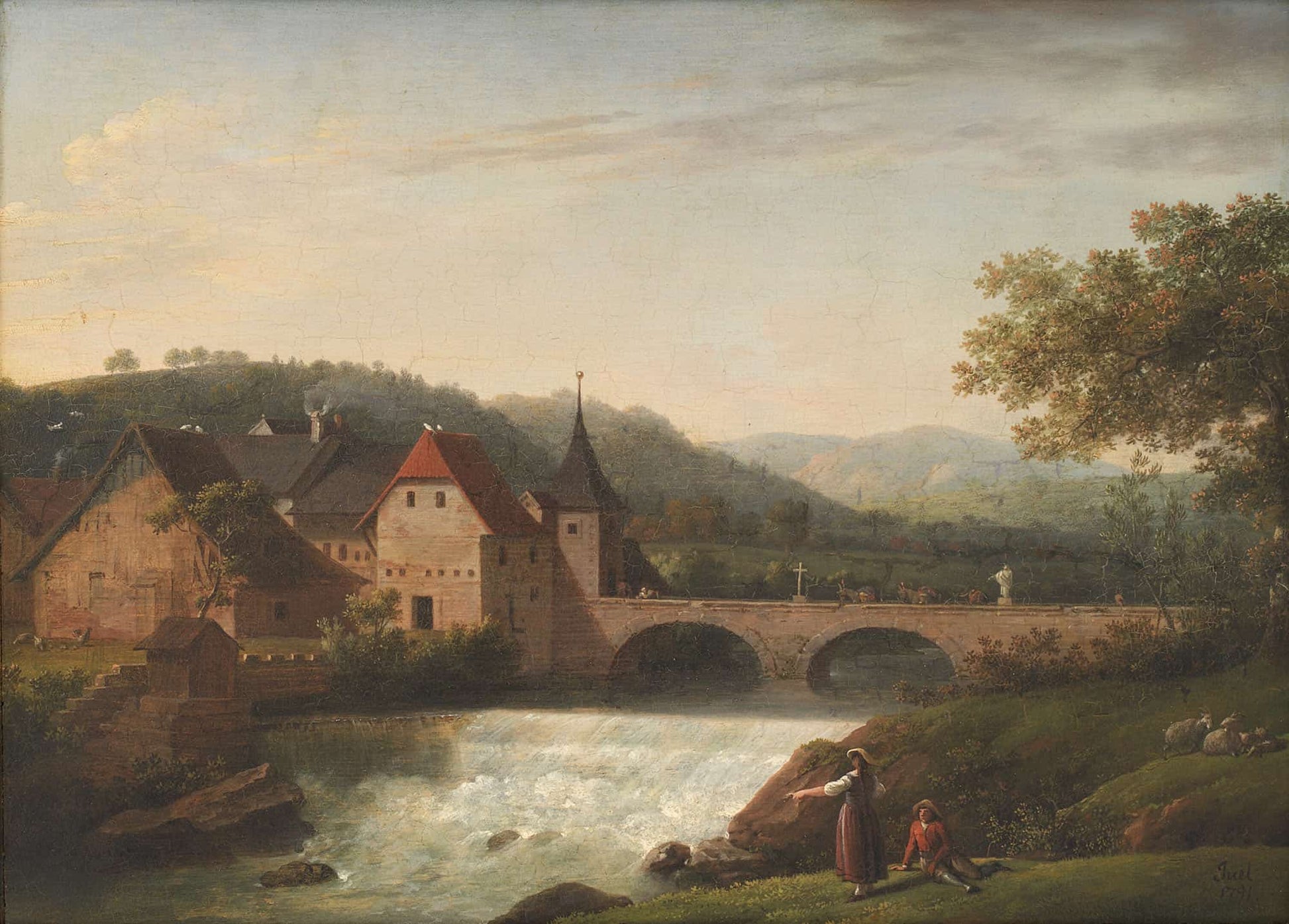 The Bridge And The Waterfall At Dornach Switzerland by Jens Juel