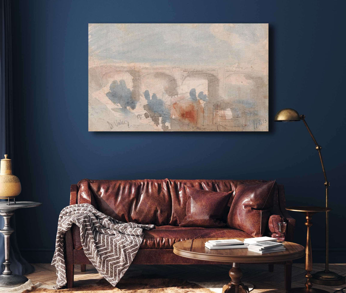 The Bridge At St Valery by Hercules Brabazon Brabazon