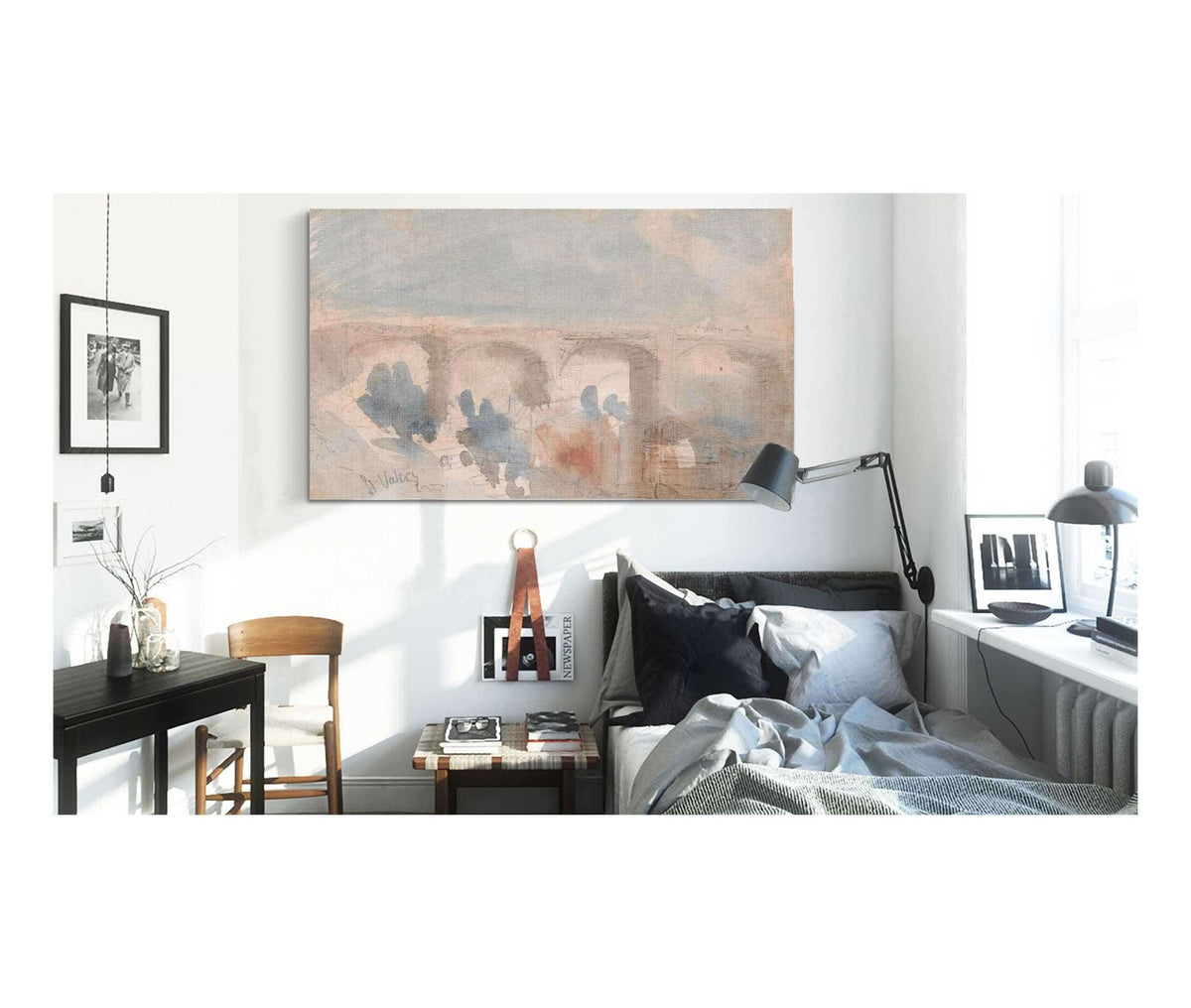 The Bridge At St Valery by Hercules Brabazon Brabazon