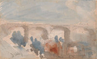 The Bridge At St Valery by Hercules Brabazon Brabazon