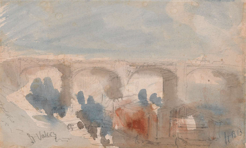 The Bridge At St Valery by Hercules Brabazon Brabazon