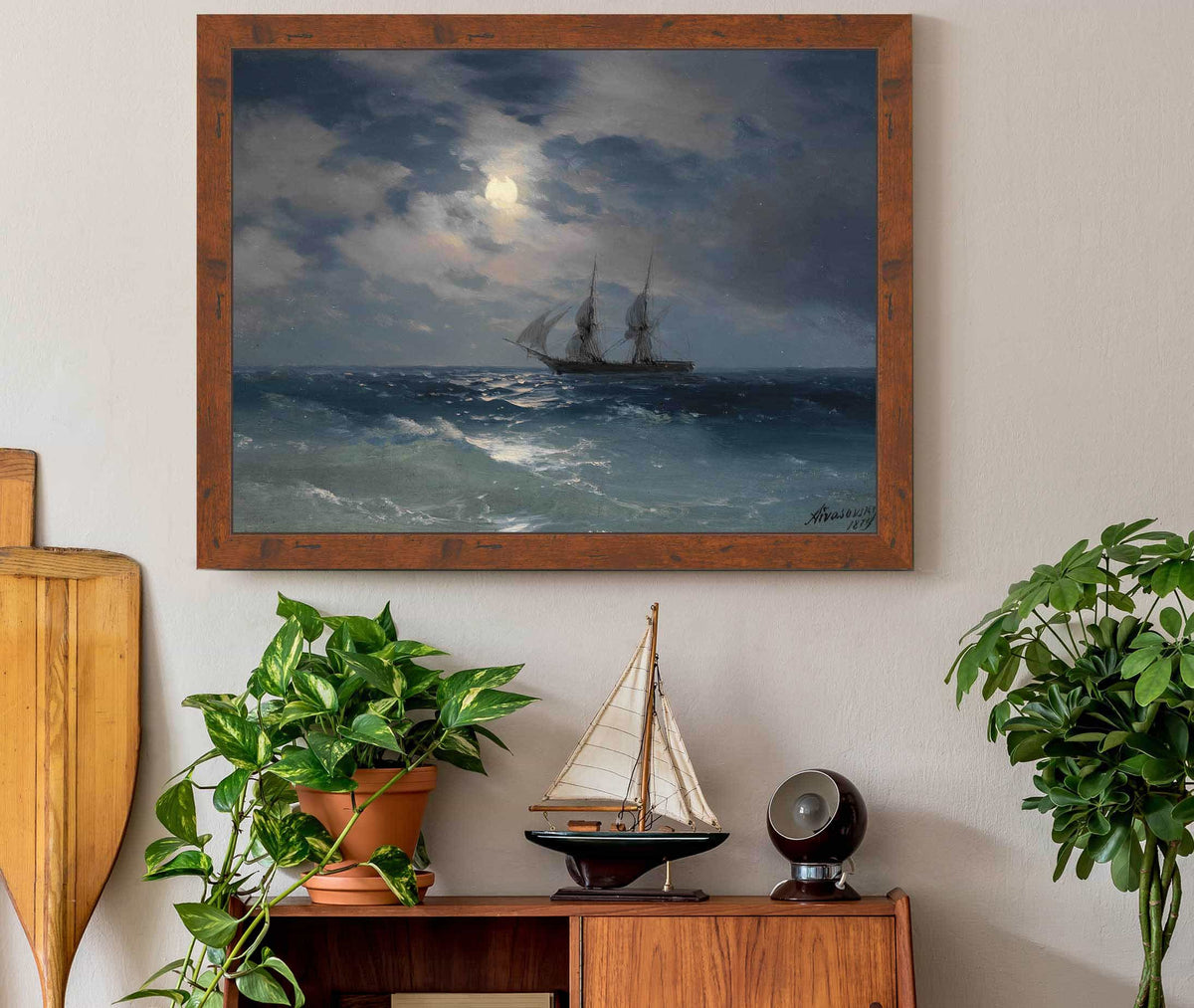 The Brig Mercury In Moonlight by Ivan Konstantinovich Aivazovsky