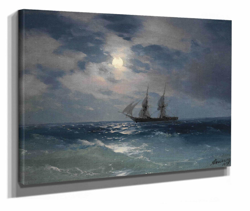 The Brig Mercury In Moonlight by Ivan Konstantinovich Aivazovsky