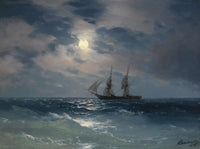 The Brig Mercury In Moonlight by Ivan Konstantinovich Aivazovsky
