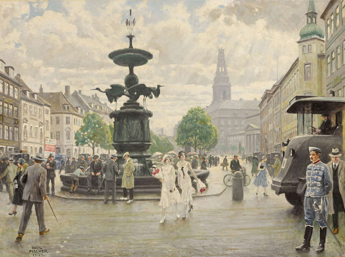 The Bustling Amager Square Cophenhagen by Paul Fischer