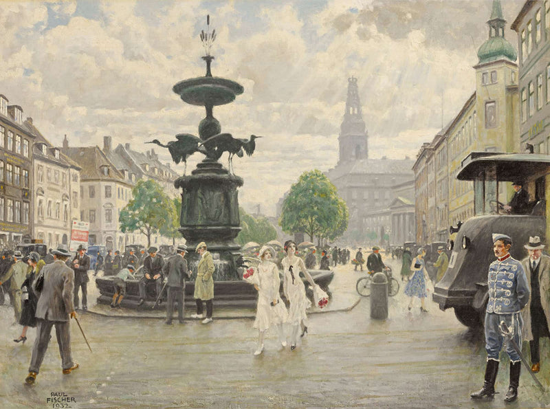 The Bustling Amager Square Cophenhagen by Paul Fischer