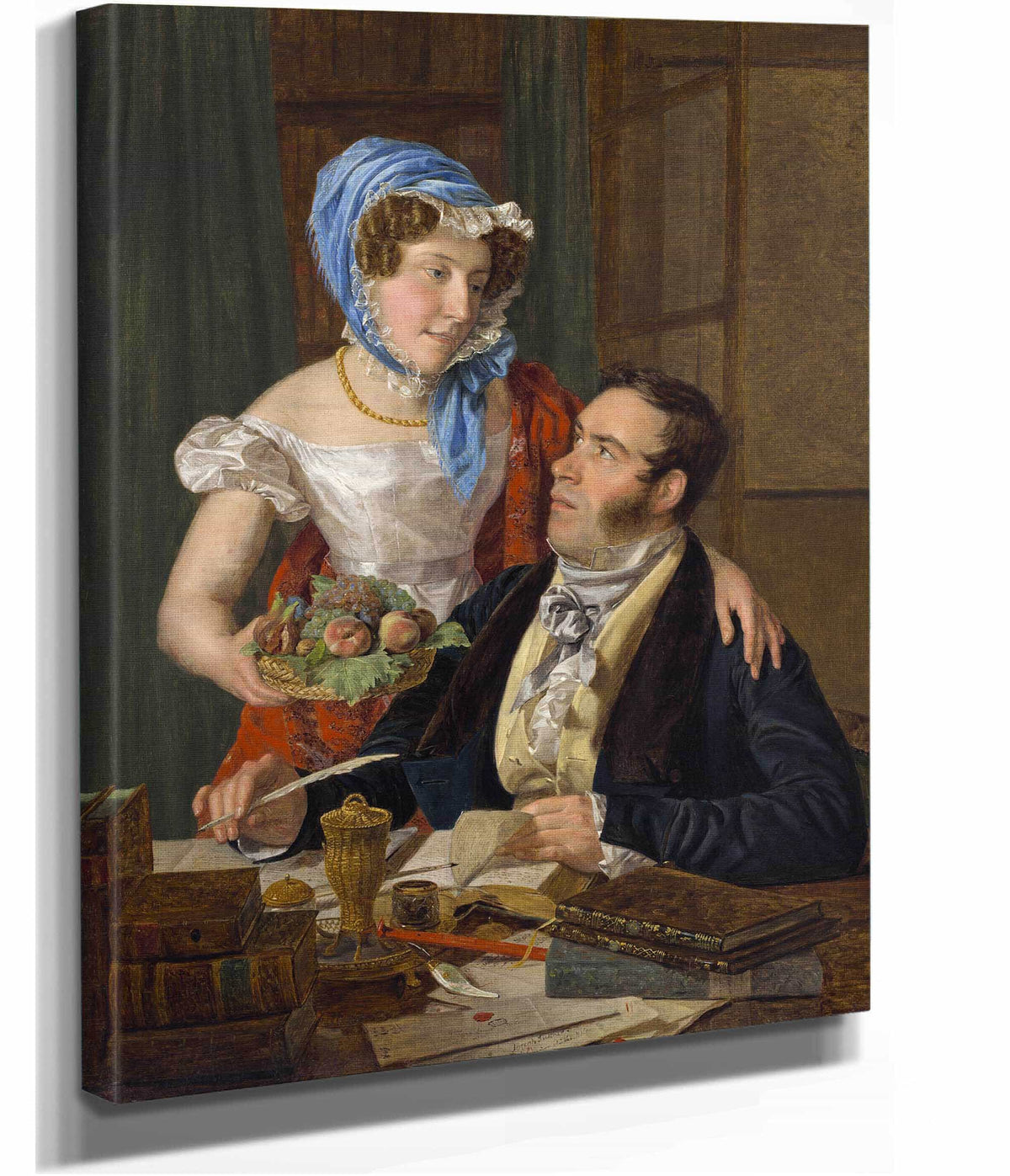 The Cartographer Professor Josef Juttner And His Wife by Ferdinand Georg Waldmuller