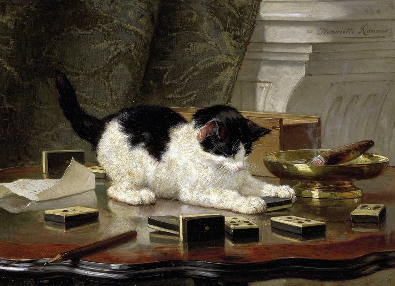 The Cat At Play C by Henriette Ronner Knip