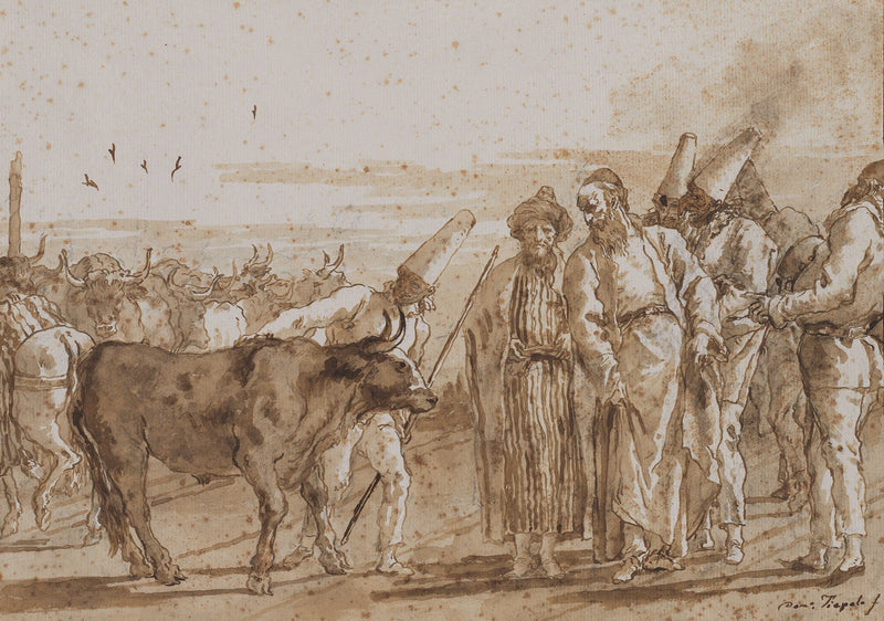 The Cattle Vendor S by Giovanni Domenico Tiepolo