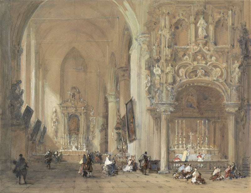The Church At Dixmude West Flanders by David Roberts