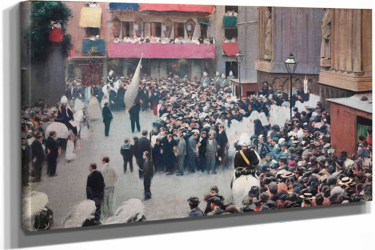The Corpus Christi Procession Leaving The Church Of Santa Maria Del Mar by Ramon Casas