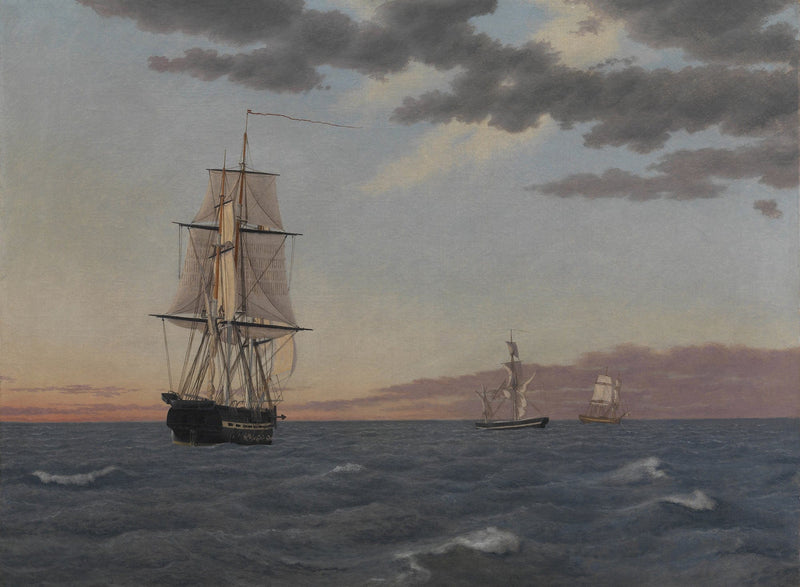 The Corvette Galathea Lying To In Order To Send Help To The Brig St Jean by Christoffer Wilhelm Eckersberg