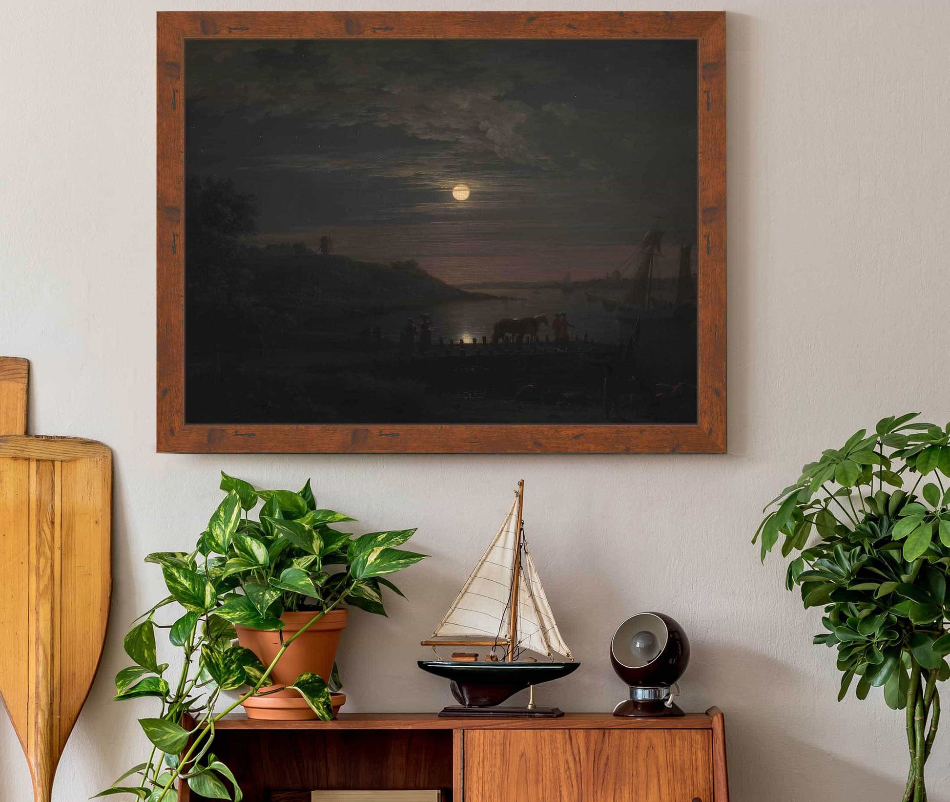 The Crossing Over The Little Belt At Snoghoj Moonrise by Jens Juel