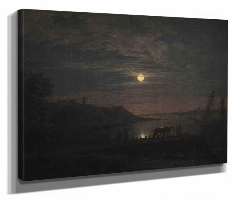 The Crossing Over The Little Belt At Snoghoj Moonrise by Jens Juel