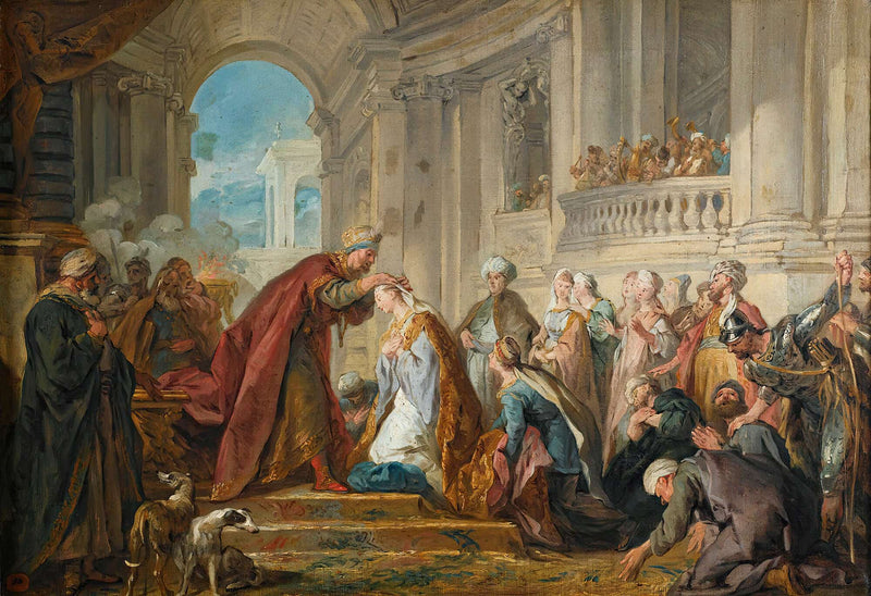 The Crowning Of Esther by Jean Francois De Troy