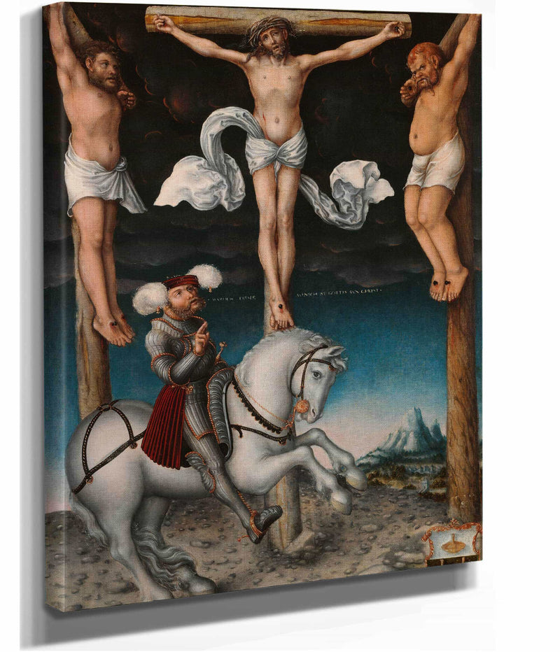The Crucifixion With The Converted Centurion by Lucas Cranach The Elder