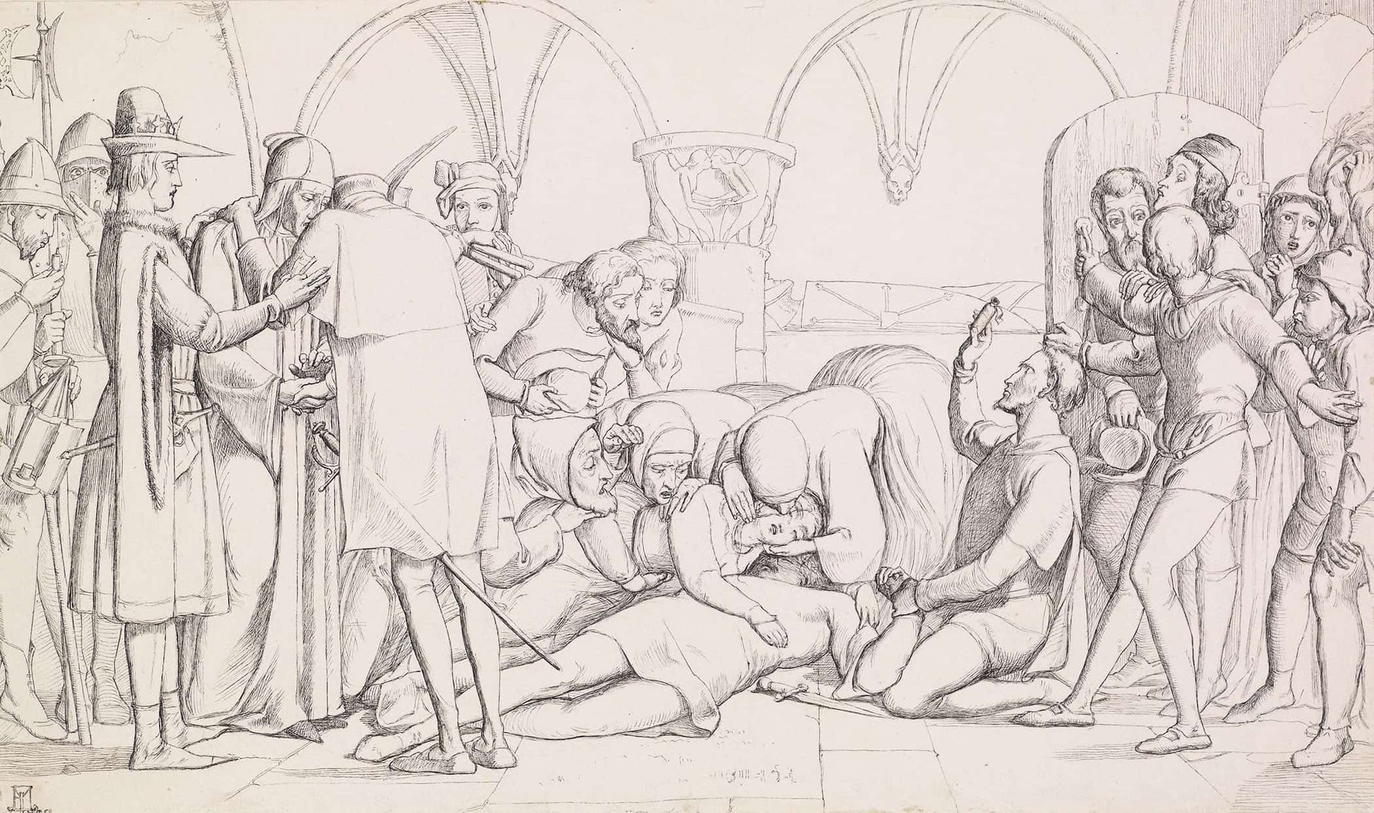 The Death Of Romeo And Juliet Compositional Study by Sir John Everett Millais