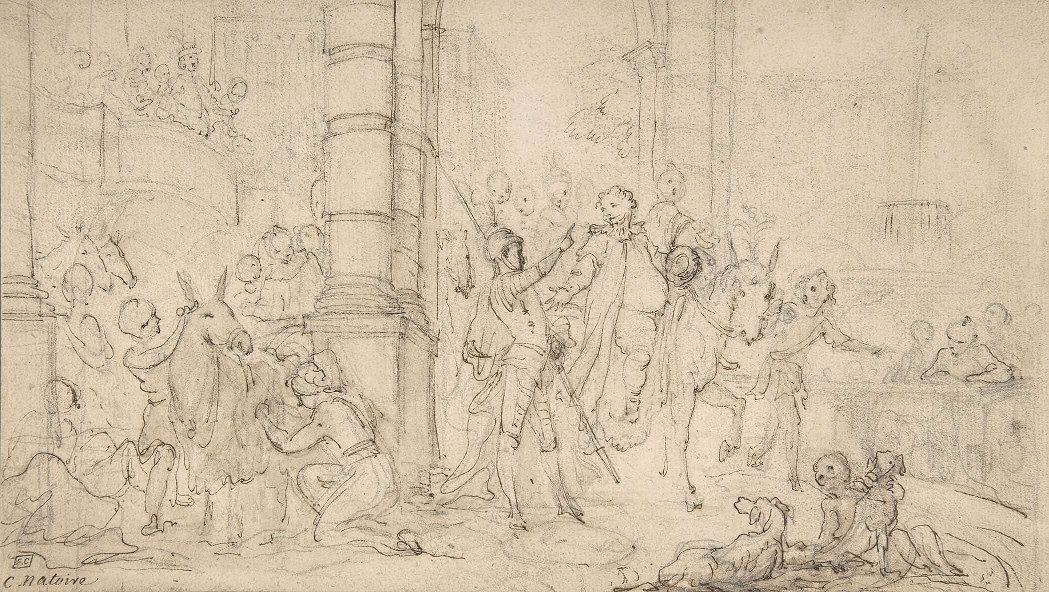 The Departure Of Sancho Panza For The Island Of Barataria Th Century by Charles Joseph Natoire