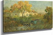 The Drinking Pool Man In Cart With Oxen At Pool by Edward Mitchell Bannister
