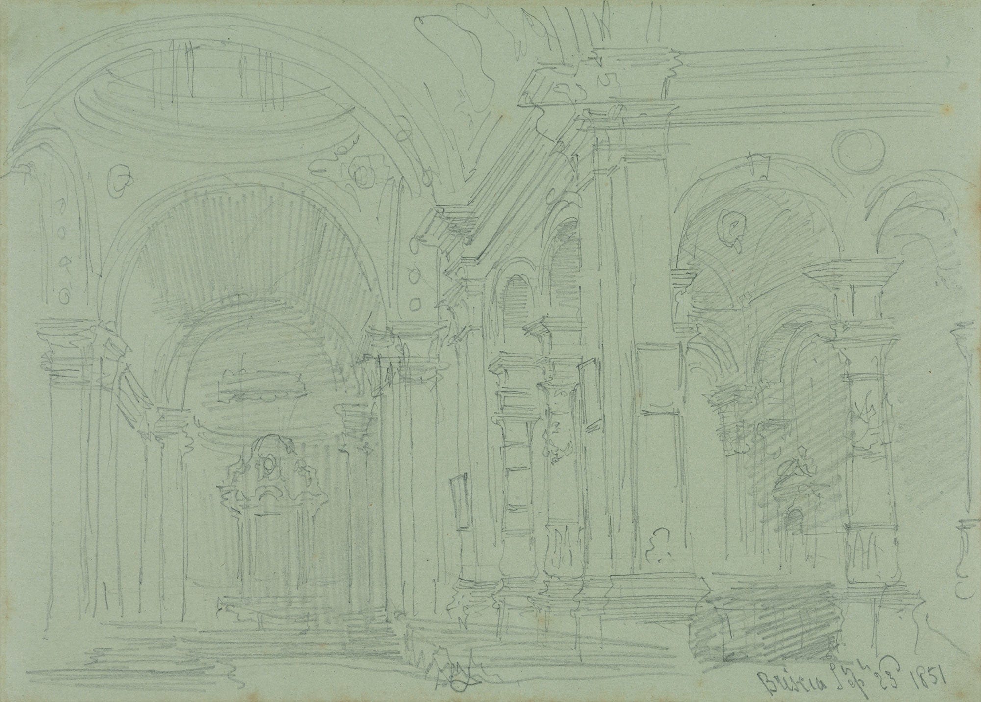 The Duomo At Brescia Interior by David Roberts