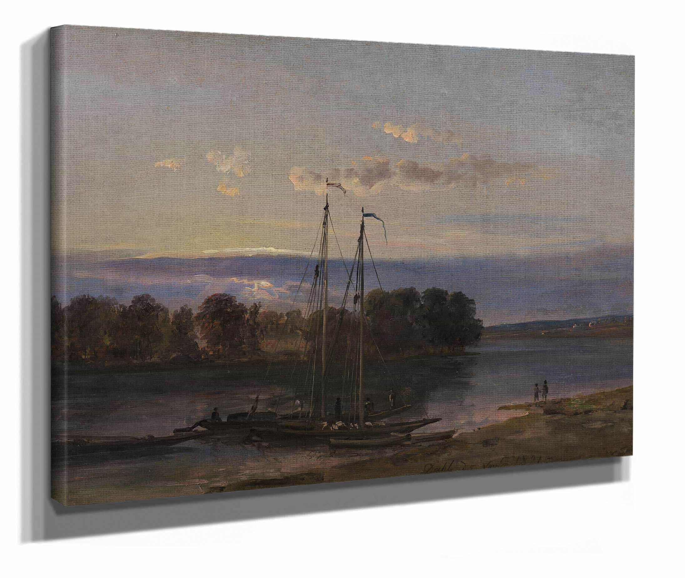 The Elbe At Sunset by Johan Christian Dahl