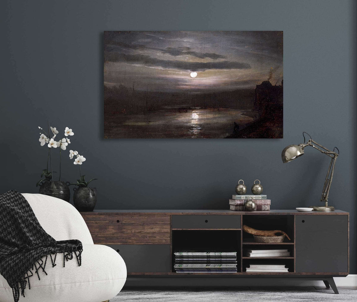 The Elbe In Moonlight by Johan Christian Dahl