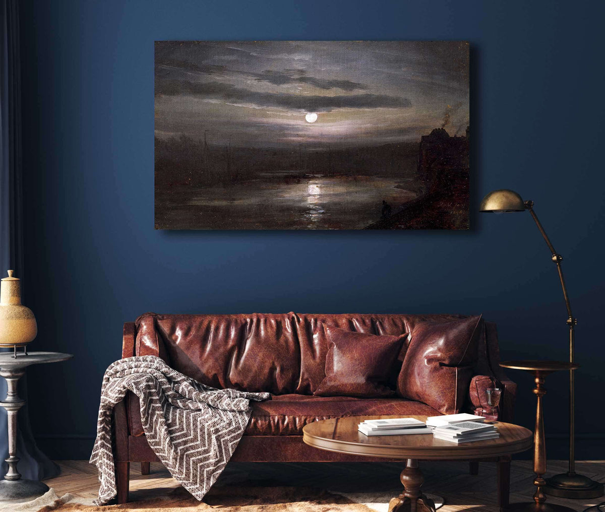 The Elbe In Moonlight by Johan Christian Dahl