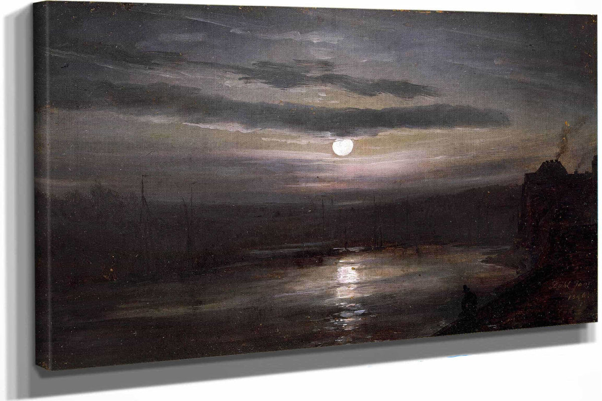 The Elbe In Moonlight by Johan Christian Dahl
