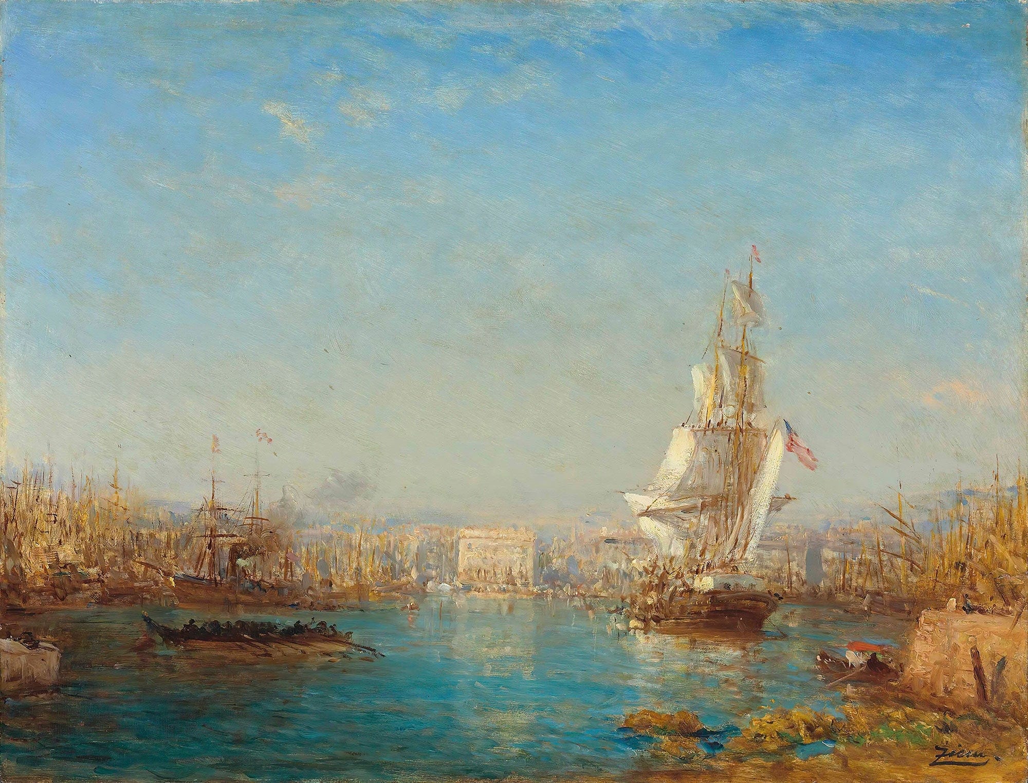 The Entrance To The Canal Marseille by Felix Ziem
