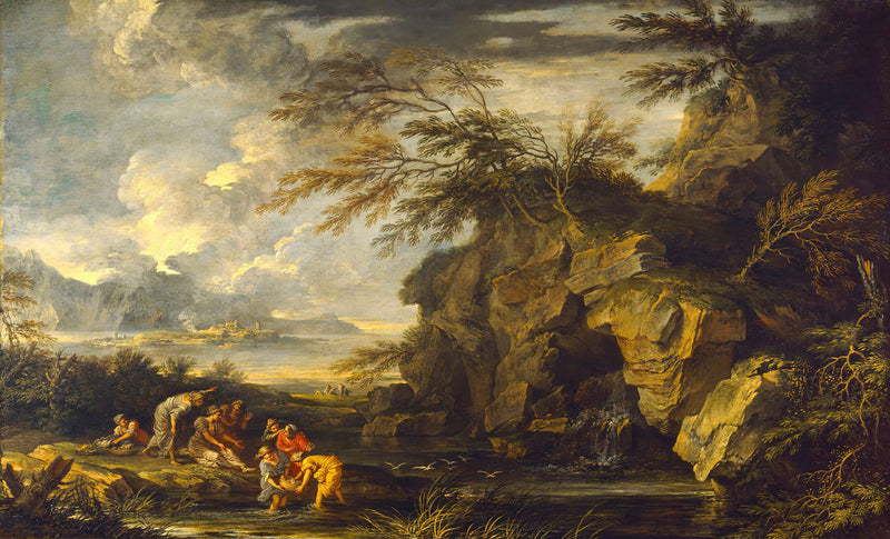 The Finding Of Moses Between And by Salvator Rosa