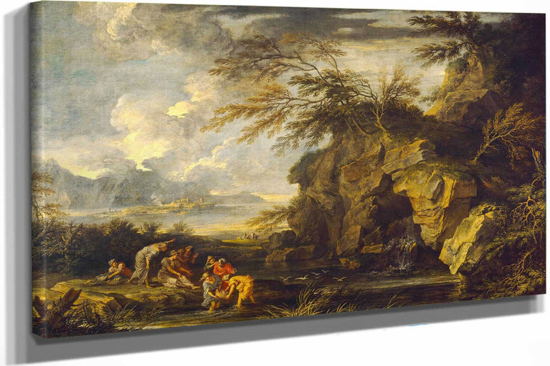 The Finding Of Moses Between And by Salvator Rosa