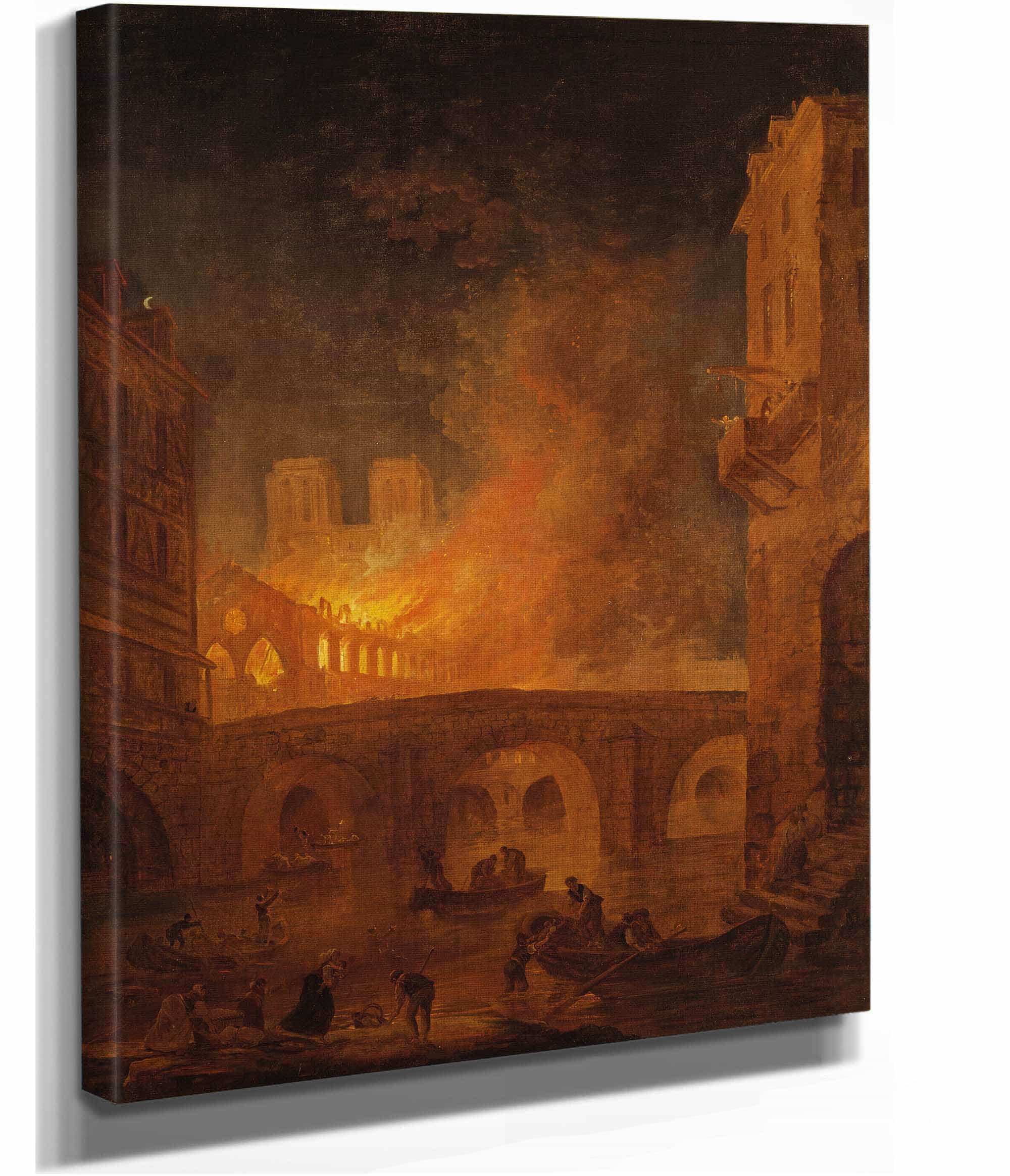 The Fire Of Hotel Dieu In Paris by Hubert Robert
