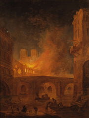 The Fire Of Hotel Dieu In Paris by Hubert Robert