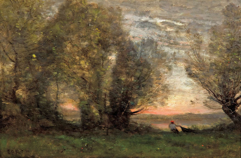 The Fisherman Evening Effect by Jean Baptiste Camille Corot