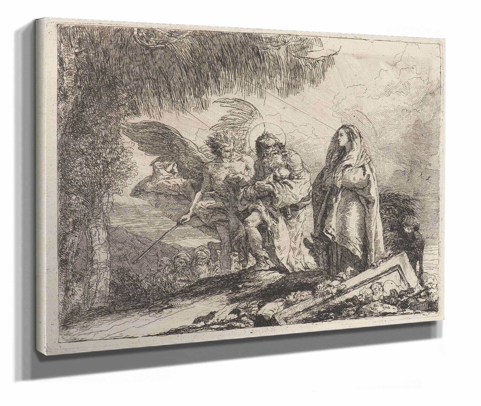 The Flight Holy Family Walking With Angel  by Giovanni Domenico Tiepolo