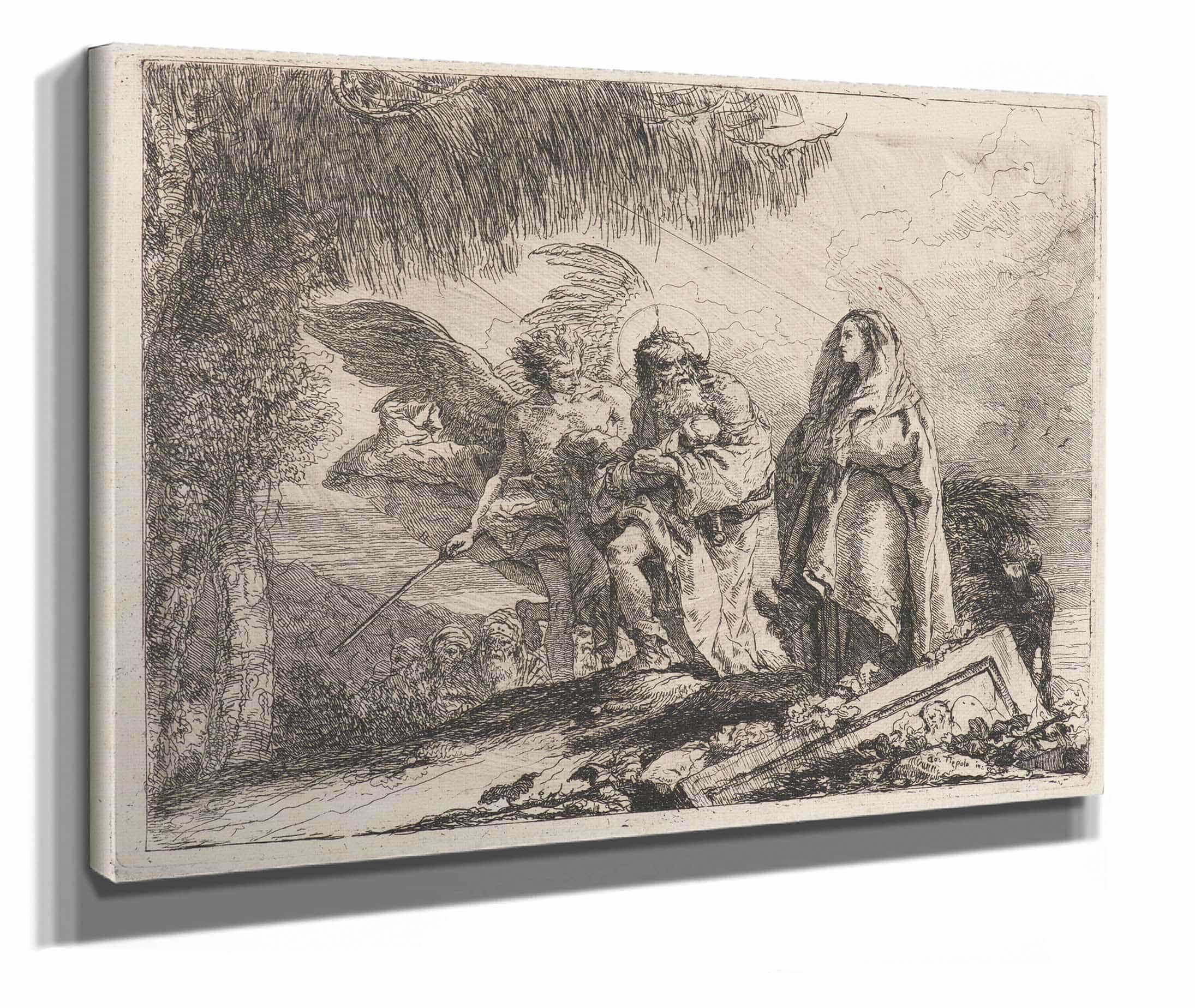 The Flight Holy Family Walking With Angel  by Giovanni Domenico Tiepolo