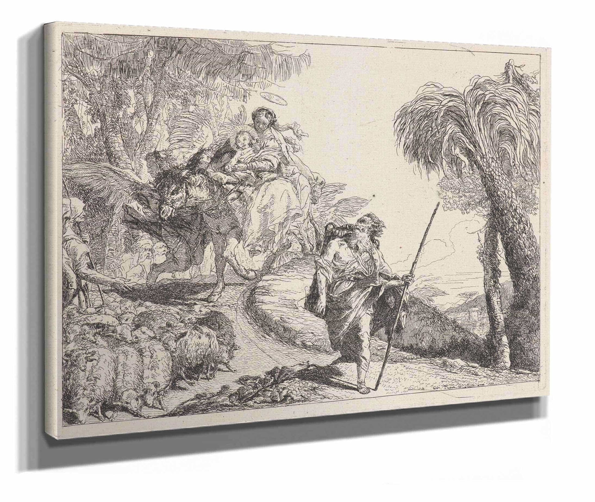 The Flight With Joseph In The Foreground by Giovanni Domenico Tiepolo