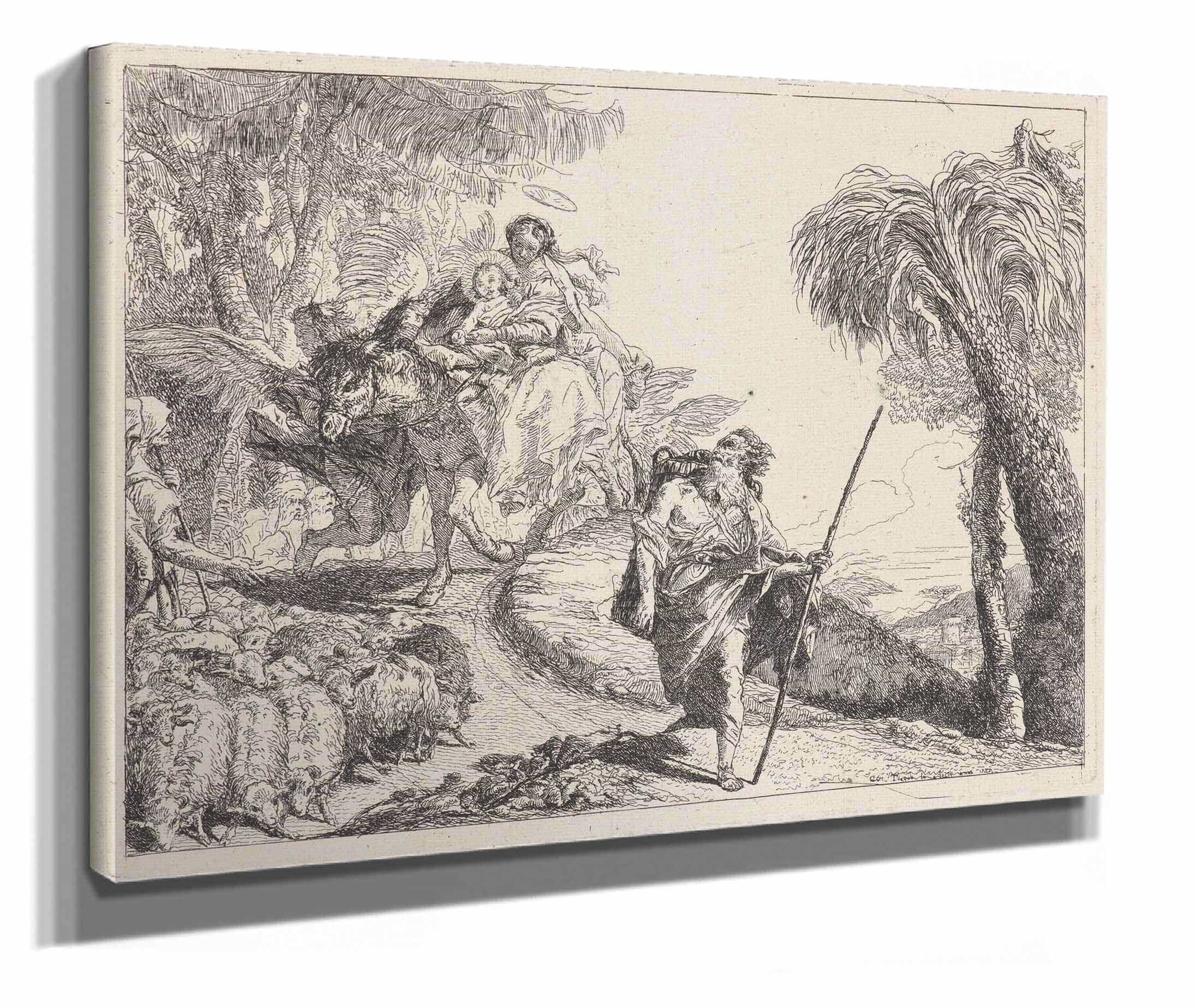 The Flight With Joseph In The Foreground by Giovanni Domenico Tiepolo