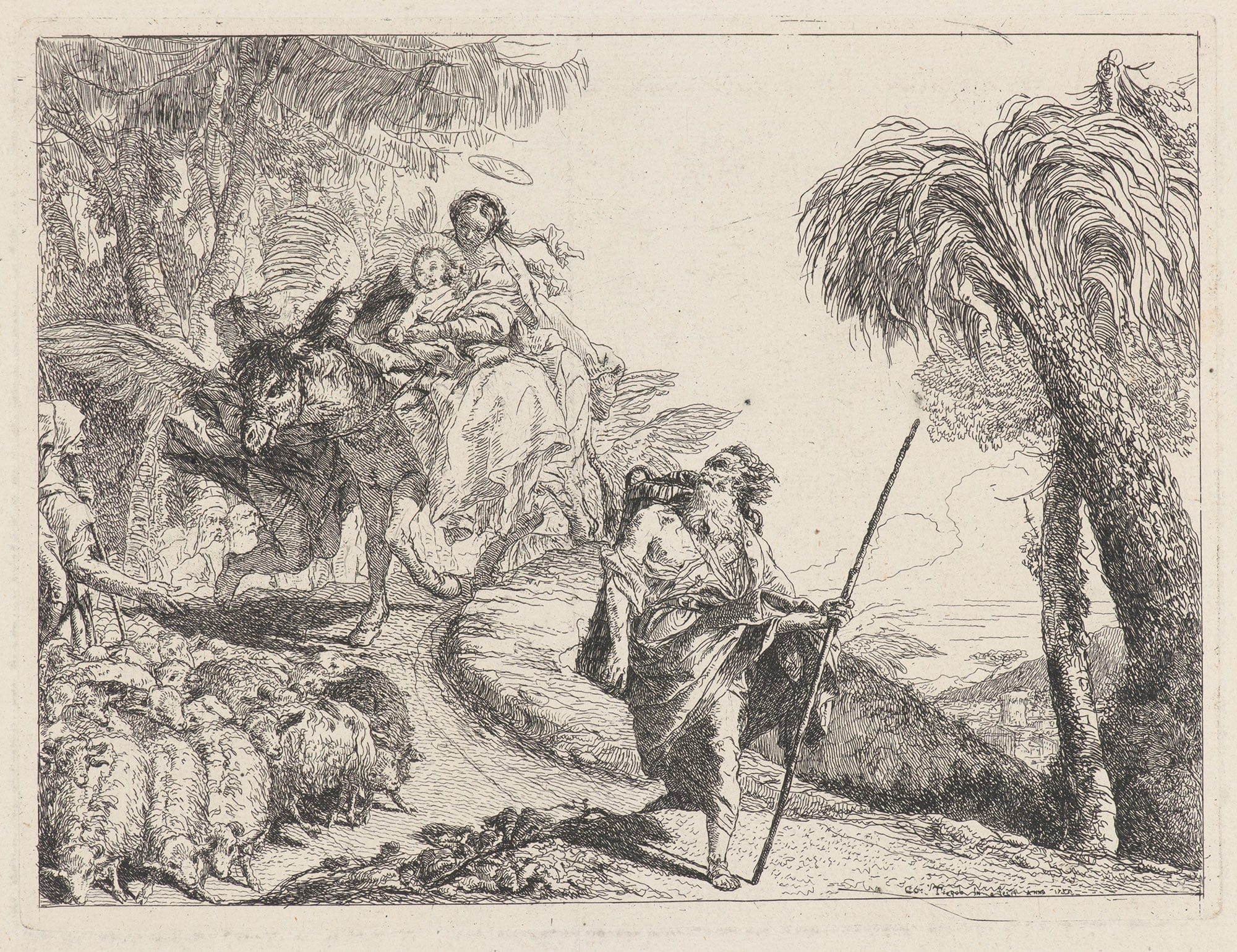 The Flight With Joseph In The Foreground by Giovanni Domenico Tiepolo