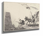 The Flight With Obelisk At The Left  by Giovanni Domenico Tiepolo