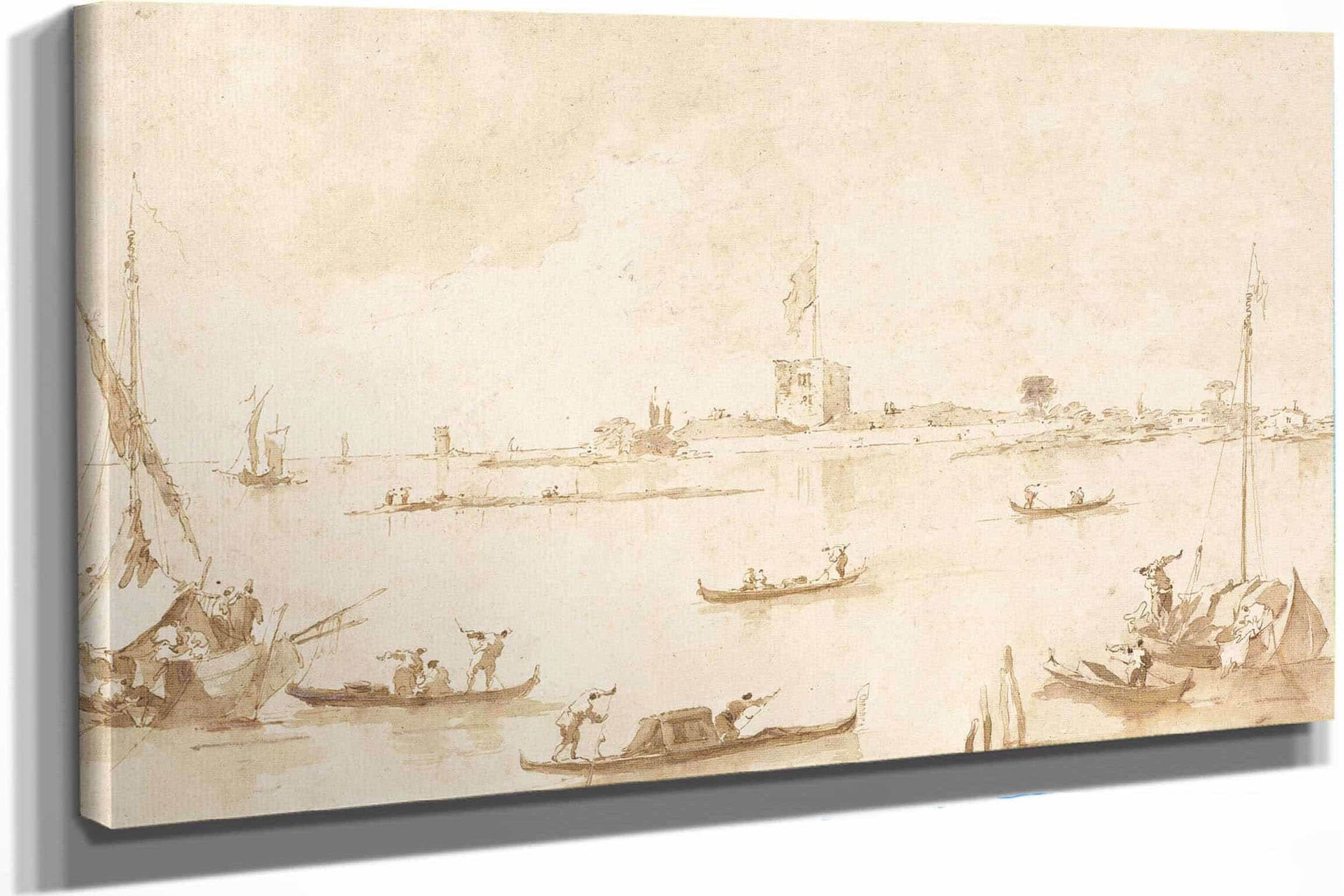 The Fortress Of San Andrea From The Lagoon S by Francesco Guardi