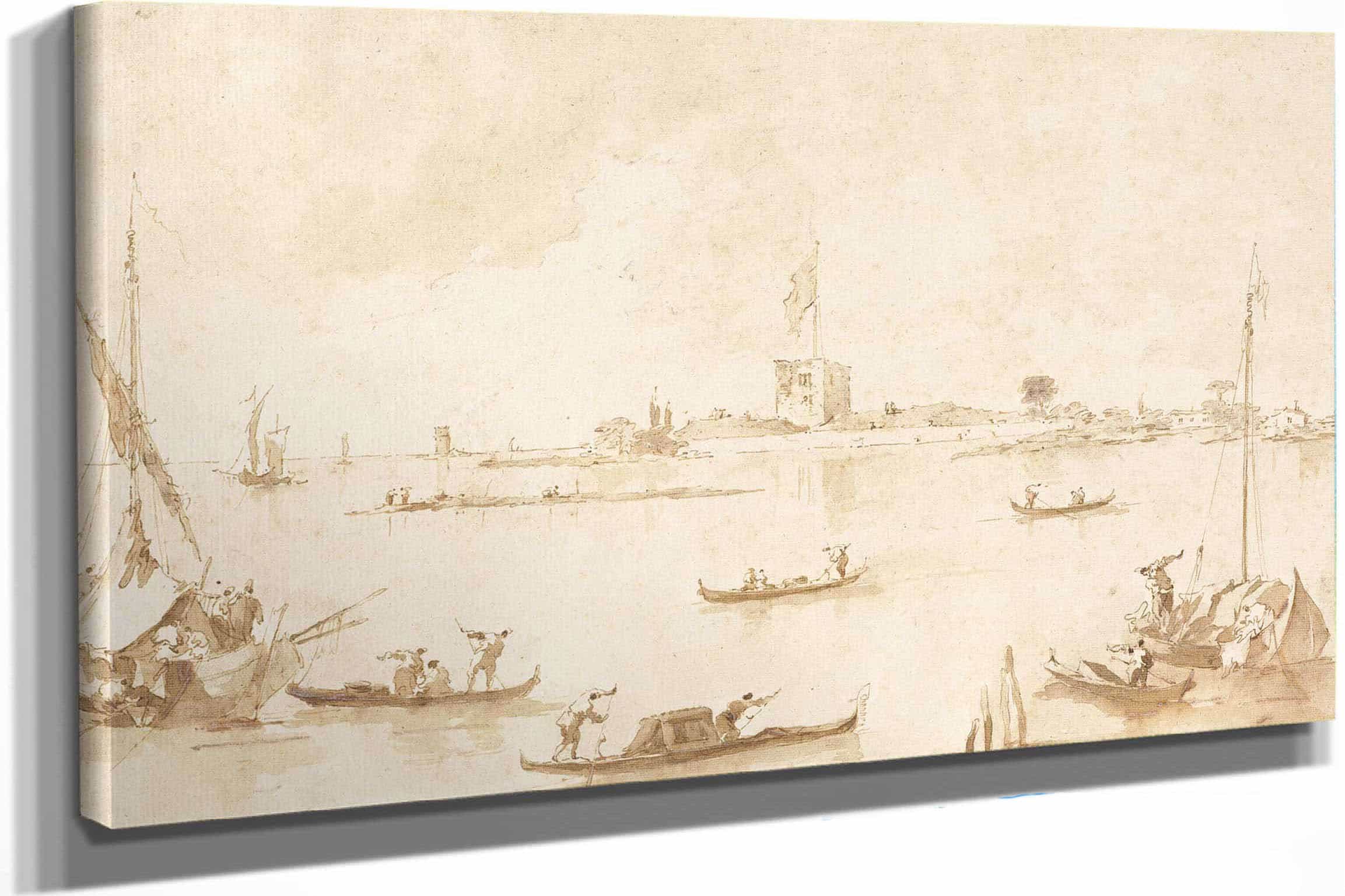 The Fortress Of San Andrea From The Lagoon S by Francesco Guardi