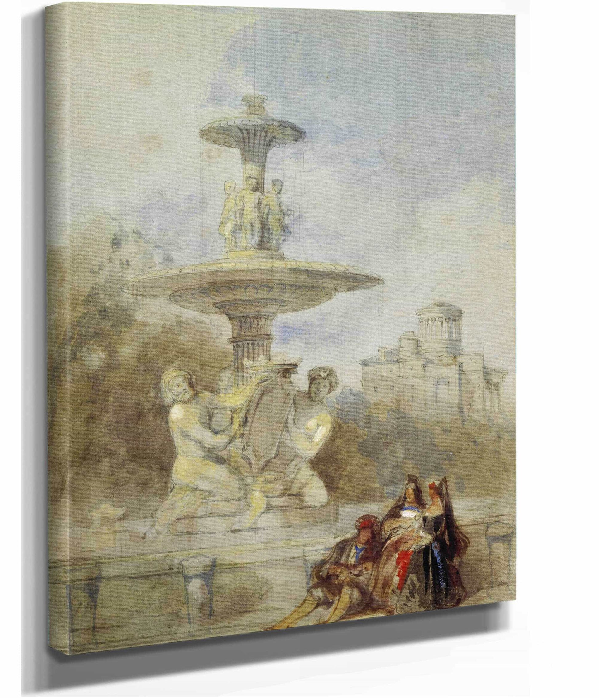 The Fountain On The Prado Madrid by David Roberts