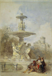 The Fountain On The Prado Madrid by David Roberts
