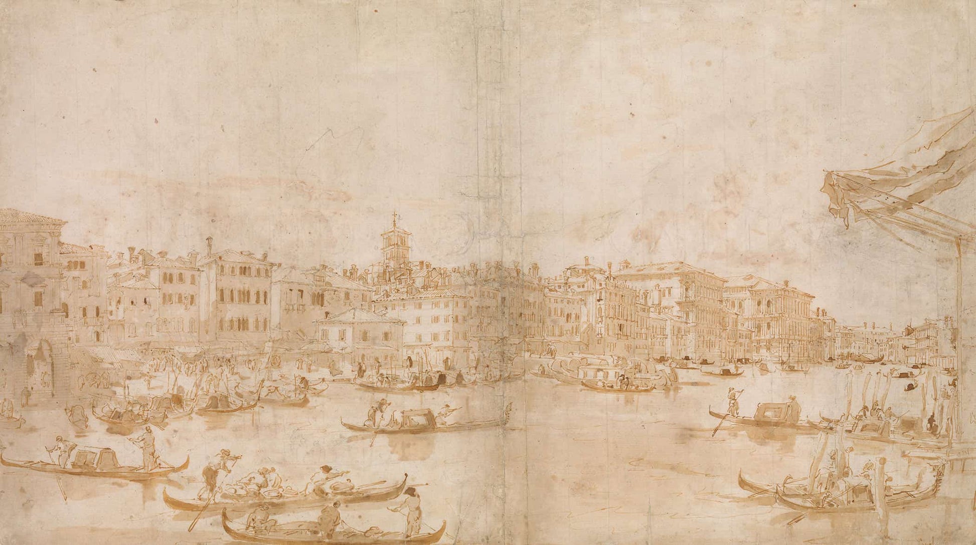 The Grand Canal Above The Rialto   by Francesco Guardi