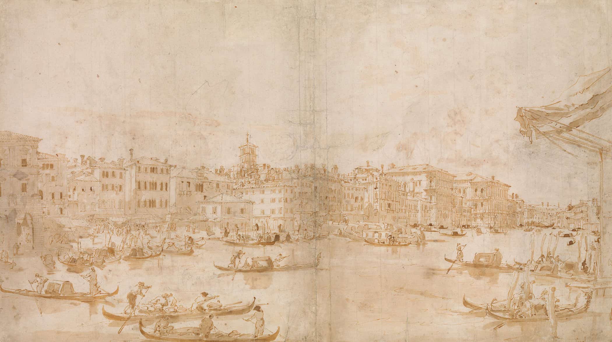 The Grand Canal Above The Rialto   by Francesco Guardi